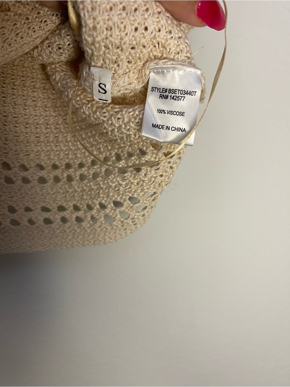 Blashe Tie-Shoulder Crochet Button-Front Tank Top Cream Viscose Neutral Sexy - Picture 8 of 10